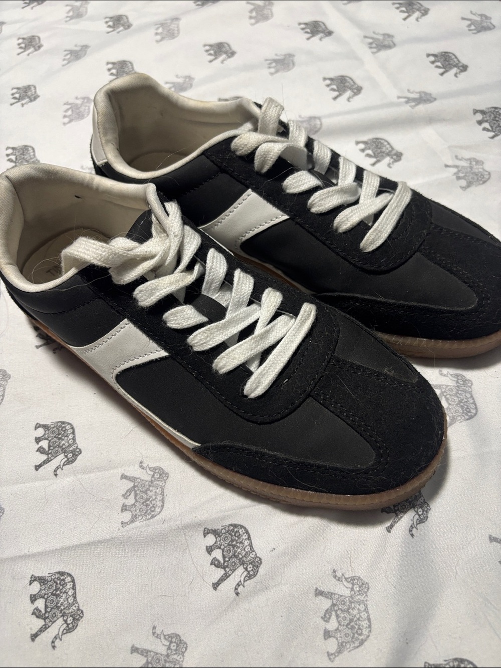 Women's Black & White Retro Trainer Sneakers